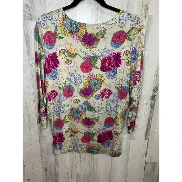 Leggiadro Women's Floral Blouse w/ Matching Scarf Size XL (14/16) Multicolor - Picture 5 of 6